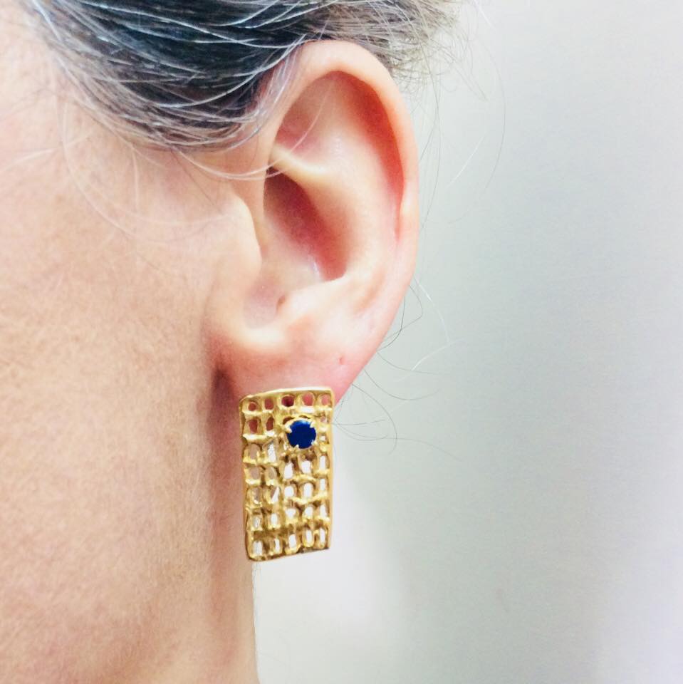 Net earrings lapis lazuli